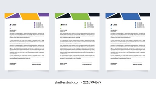 corporate modern letterhead design template. creative modern letterhead design template for your project. letterhead, letter head, Business