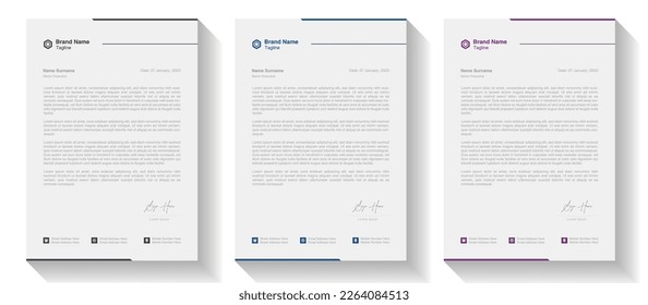 corporate modern letterhead design template with yellow, blue, green, and red colors. creative modern letterhead design template for your project.  corporate modern letterhead design template.