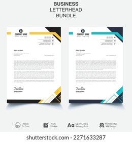 corporate modern letterhead design template with yellow, blue color. creative modern letter head design template for your project. letterhead, letter head, Business