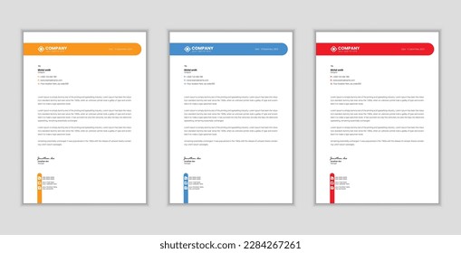 corporate modern letterhead design template with yellow, blue and red color. creative modern letter head design template for your project. letterhead, letter head, Business letterhead design.