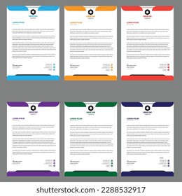 corporate modern letterhead design template with yellow, purple, Orange, black, blue, green color. creative modern letter head design template for your project. Business letterhead design.