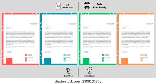 Corporate modern letterhead design template. creative modern letterhead design template for your project. Printable A4 size, Template.