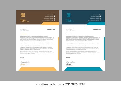 corporate modern letterhead design template with two color set. creative modern letter head design template for your project. letterhead, letter head, Business letterhead