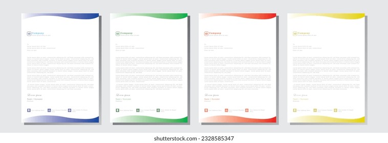corporate modern letterhead design template with  blue, green, red and yellow color. creative modern letter head design template for your project. letterhead, letter head, Business letterhead design.