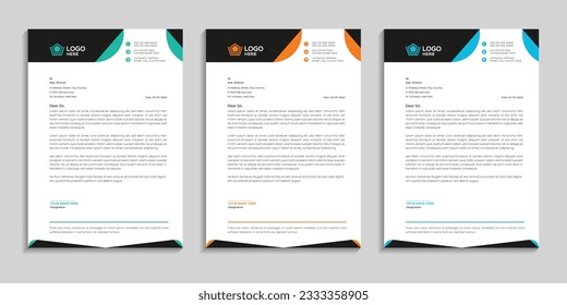 corporate modern letterhead design template, creative clean letter head design template for your project. 
letterhead, letter head, Unique business letterhead design with color variation.