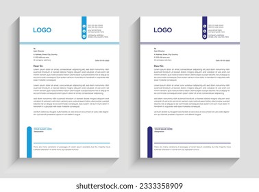 corporate modern letterhead design template, creative clean letter head design template for your project. 
letterhead, letter head, Unique business letterhead design with color variation.