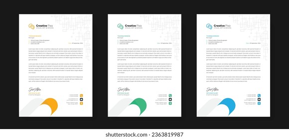Corporate modern letterhead design template with color variation bundle. Creative letterhead design template for your business. Abstract letterhead design template.