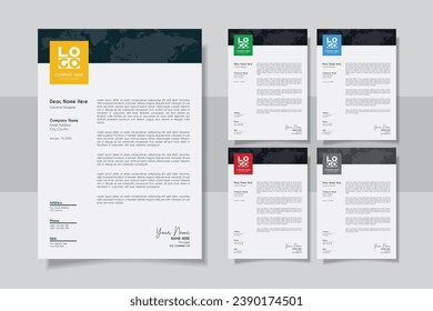 Corporate modern letterhead design template with yellow, blue, green and red color. creative modern letter head design template for your project. 