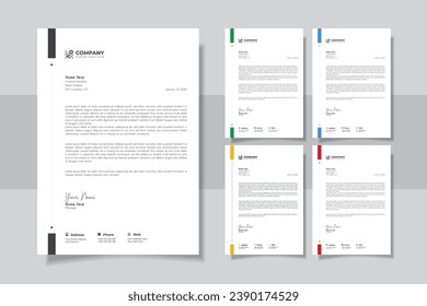 Plantilla de diseño de membrete moderno y corporativo de color amarillo, azul, verde y rojo. plantilla de diseño de encabezado de letra moderna y creativa para su proyecto. 