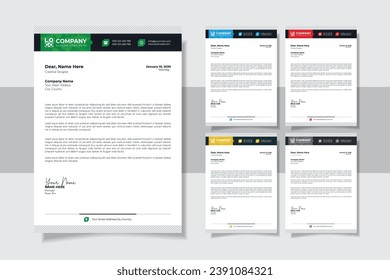 Corporate modern letterhead design template with yellow, blue, green and red color. creative modern letter head design template for your project. 