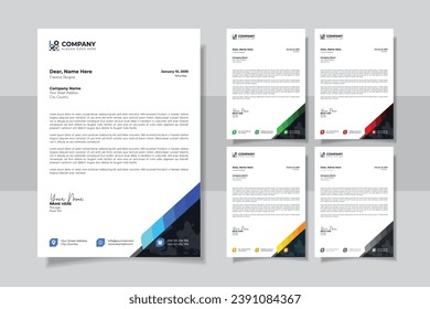 Corporate modern letterhead design template with yellow, blue, green and red color. creative modern letter head design template for your project. 