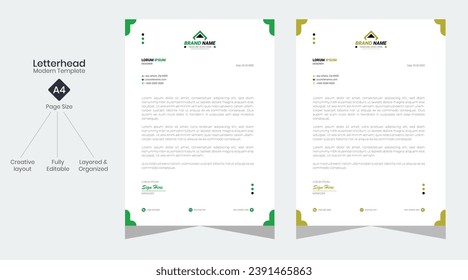 corporate modern letterhead design template with yellow, blue, green and red color. creative modern letter head design template for your project. letterhead, letter head, Business letterhead design.