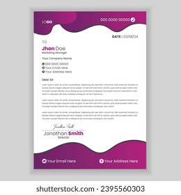 Corporate modern letterhead design template. Business letterhead design.
