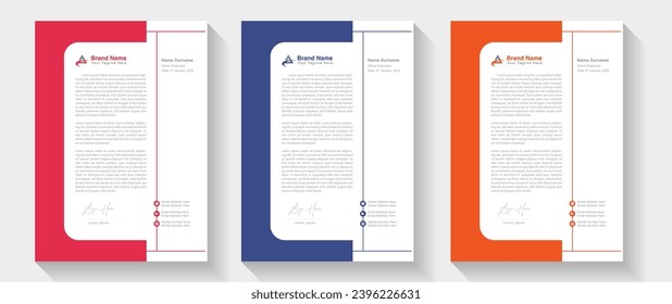 corporate modern letterhead design template with yellow, blue, green and red color. creative modern letter head design template for your project. Modern Business Letterhead Design Template, Abstract