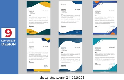 corporate modern letterhead design template with yellow, blue, green and red color. creative modern letter head design template for your project.