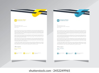 corporate modern letterhead design template with yellow and blue color. creative modern letter head design template for your project. letterhead, letter head, Business letterhead design.