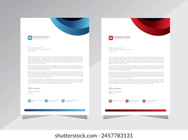 Corporate modern letterhead design template with blue and red color. creative  letter head design template with print ready colour for your business, Vector letterhed template design,