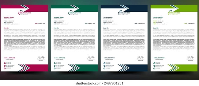 corporate modern letterhead design template with yellow, blue, green and red color. creative modern letter head design template for your project. letterhead, letter head, Business letterhead design.