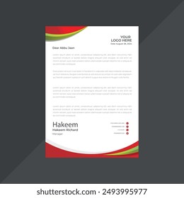 Corporate modern letterhead design template with yellow, blue, green and red color. creative modern letter head design template