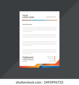 Corporate modern letterhead design template with yellow, blue, green and red color. creative modern letter head design template for your projects