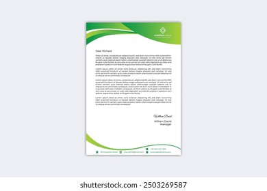 Corporate modern letterhead design template with green color