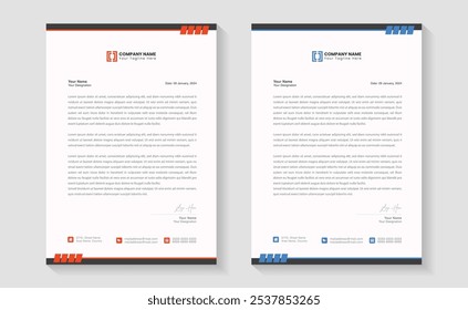 Corporate modern letterhead design template with yellow, blue, green and red color. creative modern letter head design template for your project. Modern Business Letterhead Design.Print ready A4 paper