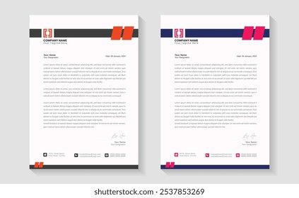 Corporate modern letterhead design template with yellow, blue, green and red color. creative modern letter head design template for your project. Modern Business Letterhead Design.Print ready A4 paper