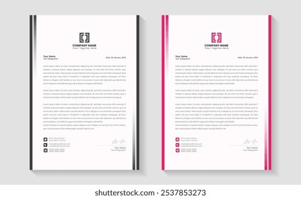 Corporate modern letterhead design template with yellow, blue, green and red color. creative modern letter head design template for your project. Modern Business Letterhead Design.Print ready A4 paper