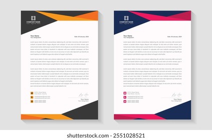 Corporate modern letterhead design template with yellow, blue, green and red color. creative modern letter head design template for your project. Modern Business Letterhead Design Template, minimal.