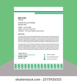 Corporate Modern letterhead design template. Creative, Clean business letter head design in a4 size.