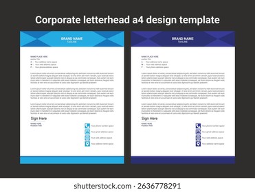 corporate modern letterhead design template with yellow, blue, green and red color. creative modern letter head design template for your project. letterhead, letter head, Business letterhead design.
