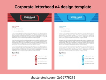 corporate modern letterhead design template with yellow, blue, green and red color. creative modern letter head design template for your project. letterhead, letter head, Business letterhead design.
