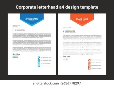 corporate modern letterhead design template with yellow, blue, green and red color. creative modern letter head design template for your project. letterhead, letter head, Business letterhead design.
