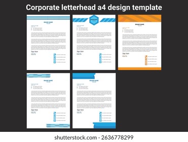 corporate modern letterhead design template with yellow, blue, green and red color. creative modern letter head design template for your project. letterhead, letter head, Business letterhead design.
