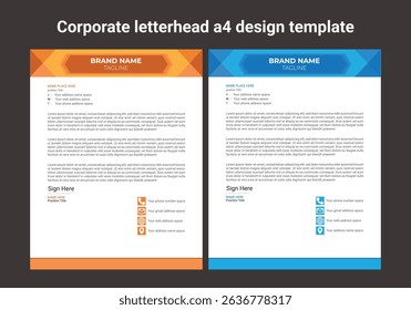 corporate modern letterhead design template with yellow, blue, green and red color. creative modern letter head design template for your project. letterhead, letter head, Business letterhead design.
