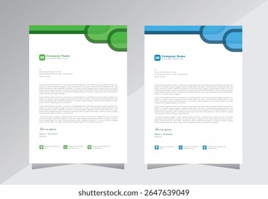 Corporate modern letterhead design template with blue and green colour. creative modern letterhead design template for your project