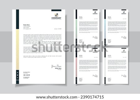 Corporate modern letterhead design template with yellow, blue, green and red color. creative modern letter head design template for your project. 