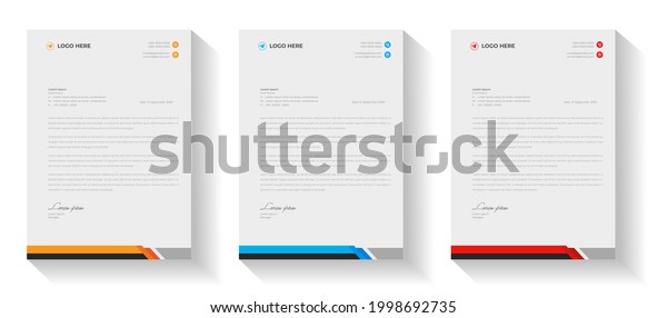 corporate modern letterhead design template with\
yellow, blue and red color. creative modern letter head design\
template for your project. letterhead, letter head, simple\
letterhead design.
