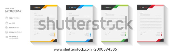 corporate modern letterhead design template with
yellow, blue, green and red color. creative modern letter head
design template for your project. letterhead, letter head, simple
letterhead design.