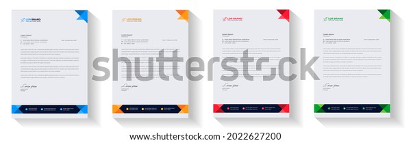 corporate modern letterhead design template with\
yellow, blue, green and red color. creative modern letter head\
design template for your project. letterhead, letter head, Business\
letterhead design.
