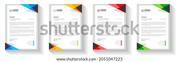 corporate modern letterhead design template with\
yellow, blue, green, and red colors. creative modern letterhead\
design template for your project. letter head, letterhead, business\
letterhead design.