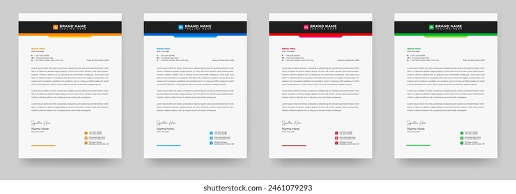 Corporate modern letterhead template in Abstract style design. Letterhead, Letter head, Simple letterhead design