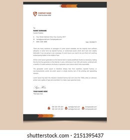 Corporate modern letterhead template. Elegant new unique clean letterhead design. Simple minimal company professional creative business letterhead design template.