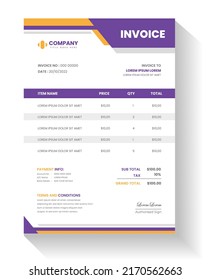 Corporate Modern Minimal Business Invoice Form Template. Invoicing Quotes, Money Bill, Tax Form, Payment Receipt, Price Invoices And Payment Agreement Design Template.