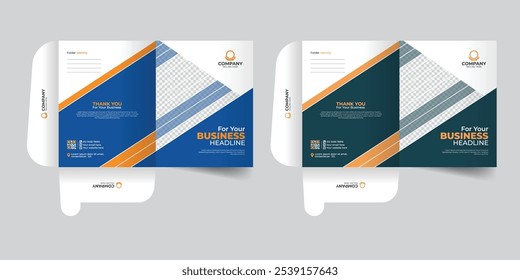 Corporate, modern, presentation folder design template, geometric stylish file folder design real estate File Cases.