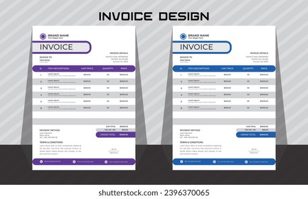 corporate modern professional business invoice template design.