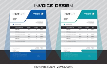 corporate modern professional business invoice template design.