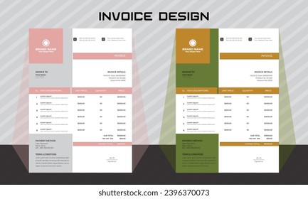 corporate modern professional business invoice template design.