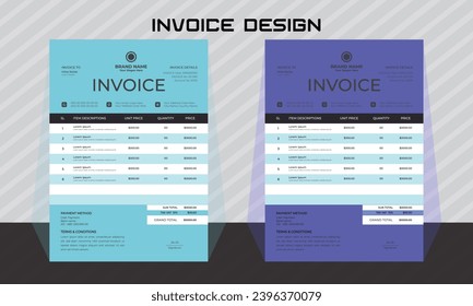 corporate modern professional business invoice template design.