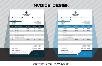 corporate modern professional business invoice template design.
